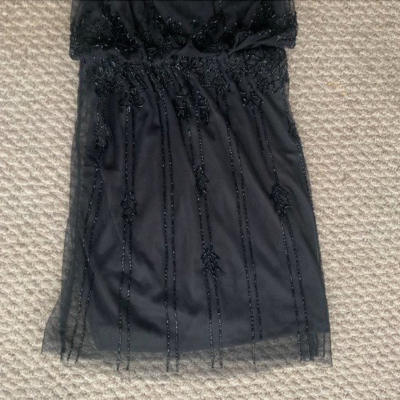 Dex Clothing Beaded Mesh Mini Dress Black XS-Small Great Gatsby Themed - Picture 4 of 6